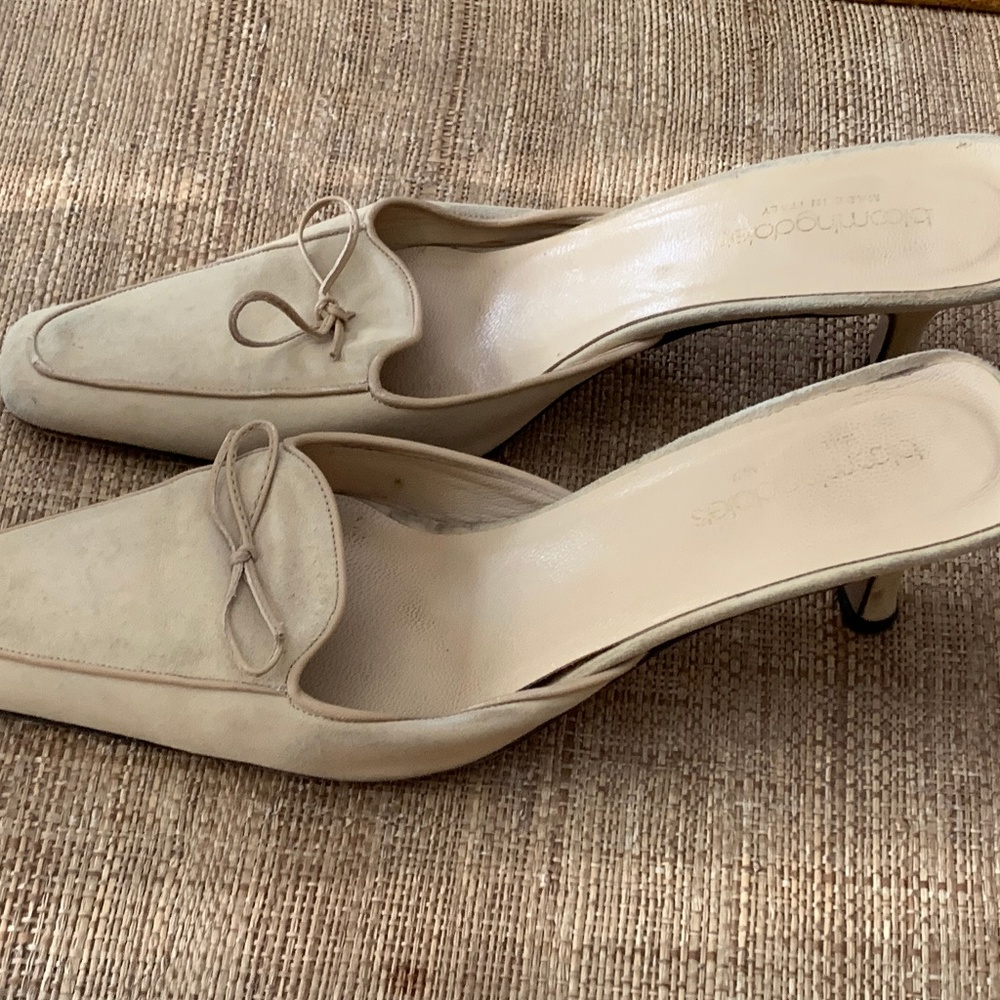 Bloomingdales Cream Suede Mules